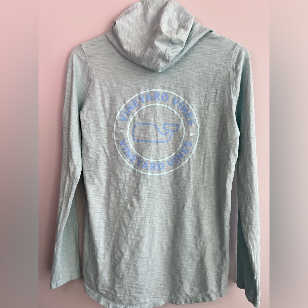 Vineyard Vines long sleeve hooded slub knit fabric previously loved S mint/blue - Picture 2 of 8